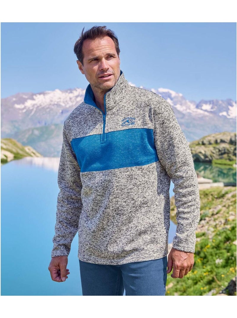 2x sudaderas de felpa con cuello con cremallera outdoor winter Azul gris - Kiabi