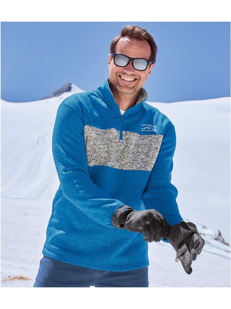 2x sudaderas de felpa con cuello con cremallera outdoor winter Azul gris - Kiabi