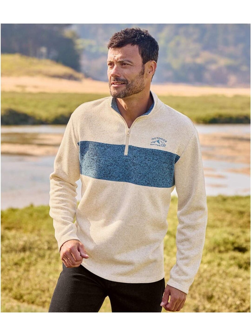 2x sudaderas de felpa jaspeada con cuello alto y cremallera Blanco Azul - Kiabi