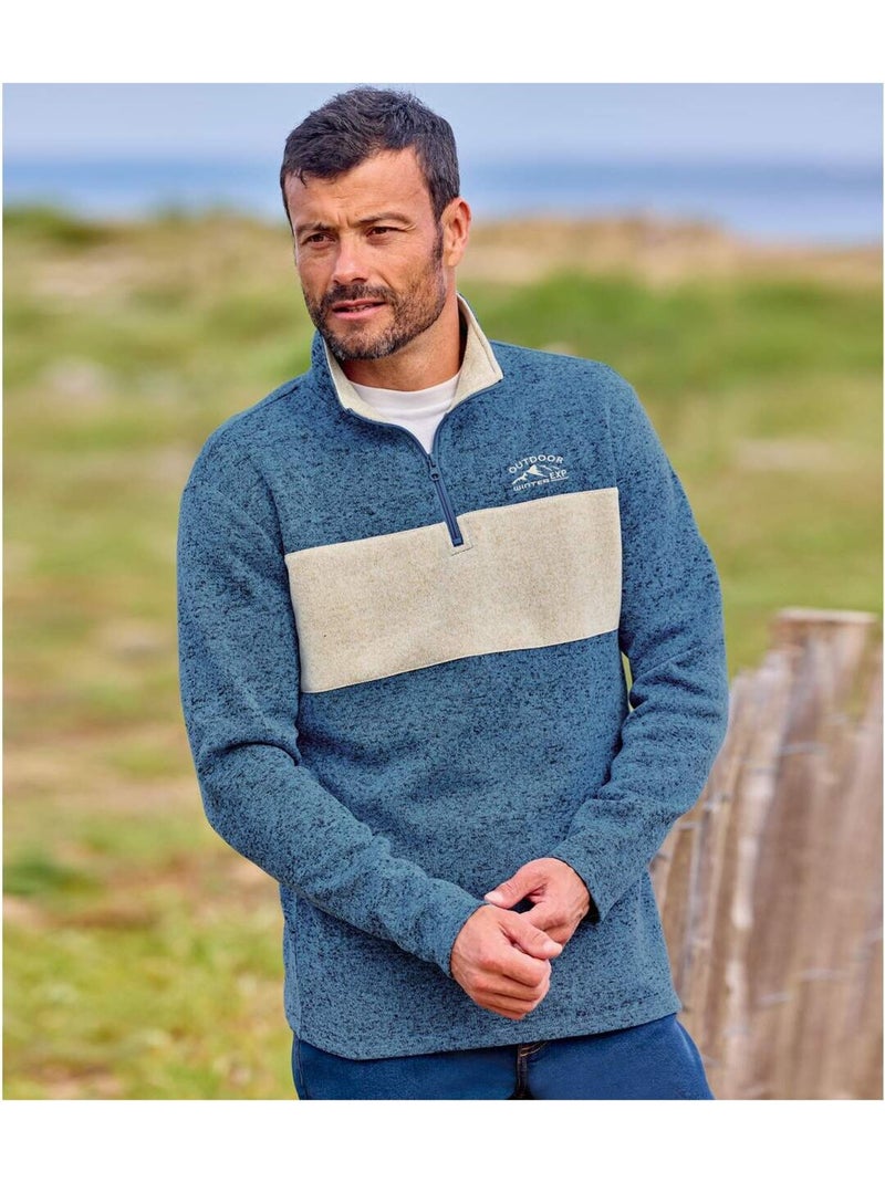 2x sudaderas de felpa jaspeada con cuello alto y cremallera Blanco Azul - Kiabi