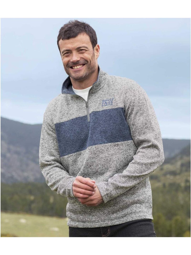 2x sudaderas de felpa jaspeada de poliéster con cuello alto y cremallera outdoor Azul gris - Kiabi
