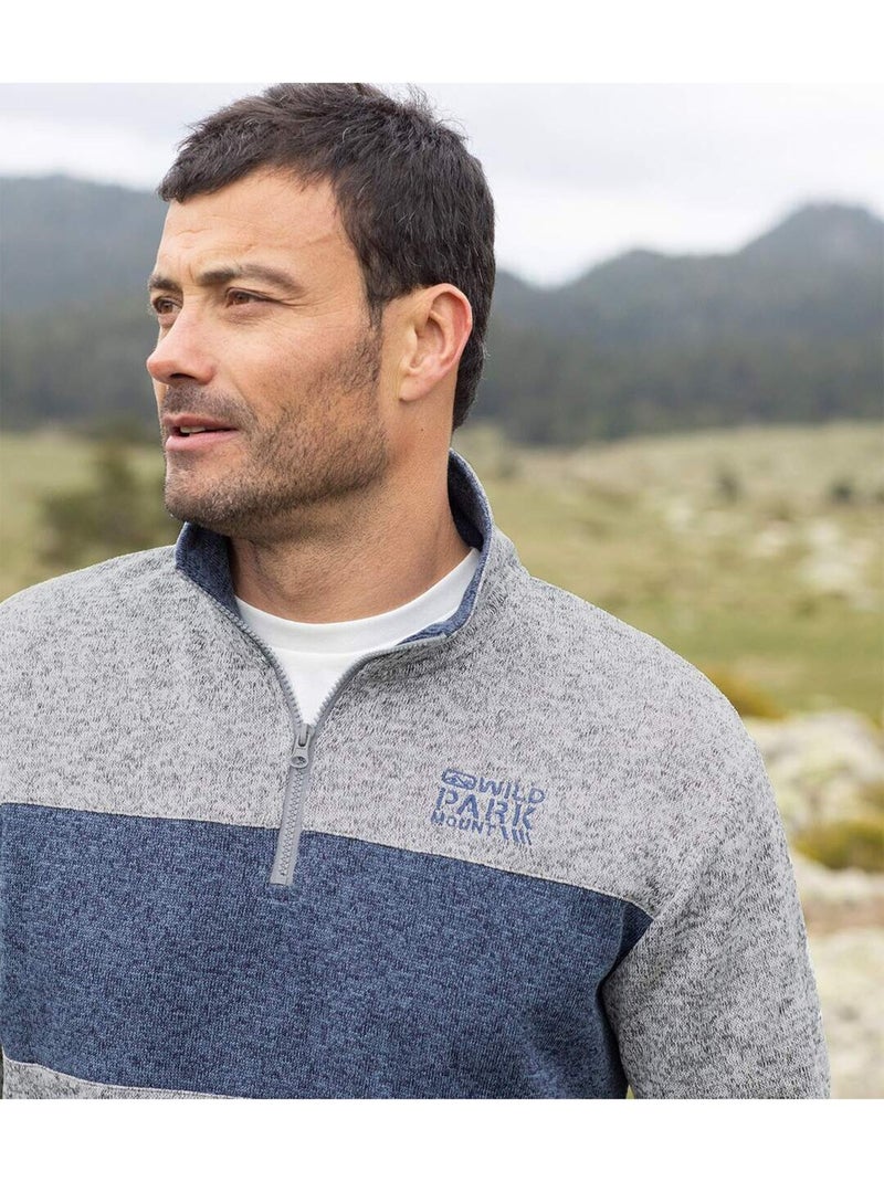 2x sudaderas de felpa jaspeada de poliéster con cuello alto y cremallera outdoor Azul gris - Kiabi