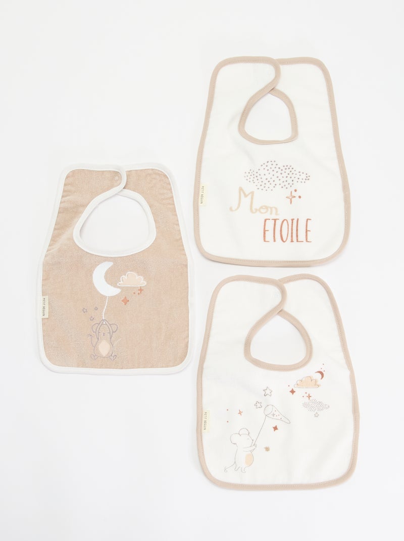 3 baberos estampados Beige - Kiabi