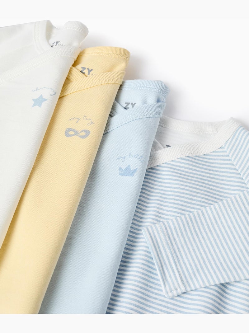 3 bodies cruzados de algodón a rayas/estampados Azul Amarillo - Kiabi
