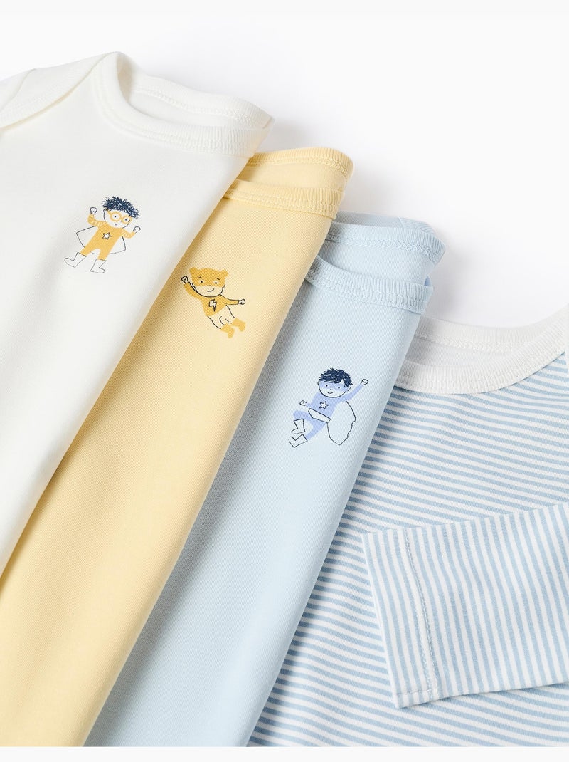 3 bodies de algodón a rayas/estampados Azul Amarillo - Kiabi