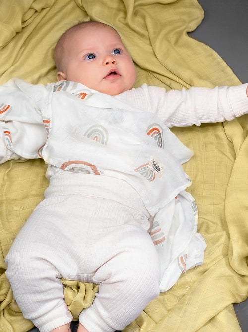 3 mantas para bebé de algodón y bambú natural LIONELO - 120 x 120 - Kiabi