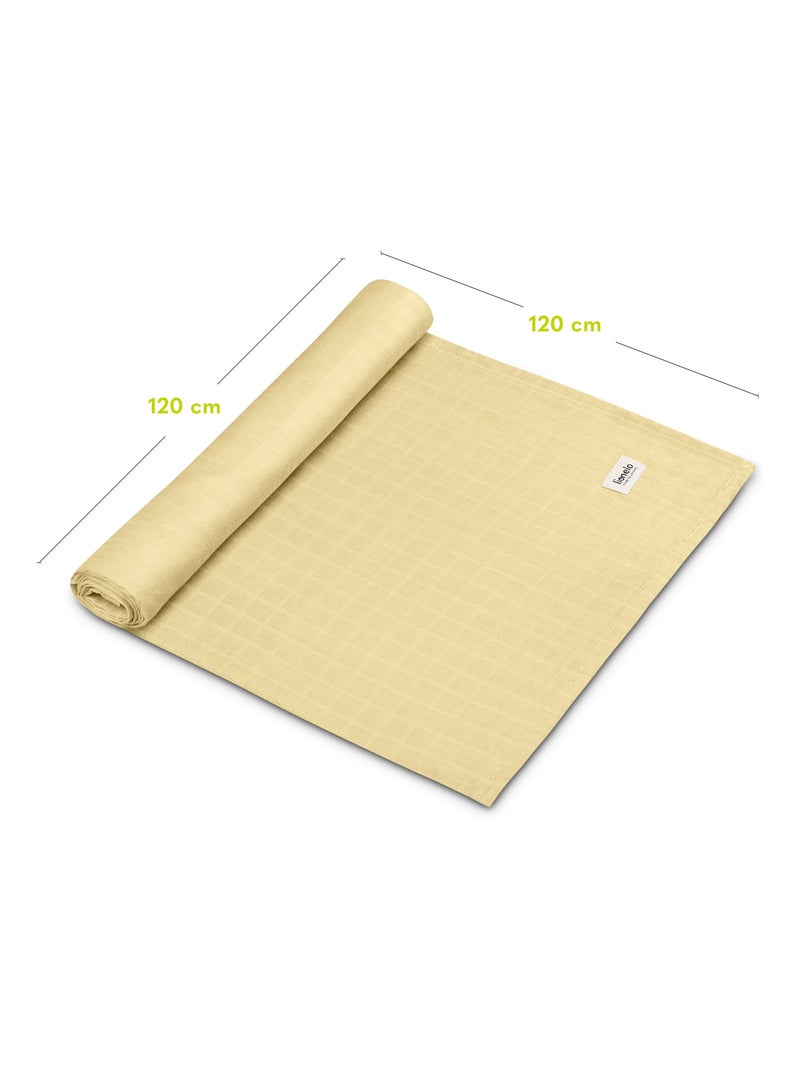 3 mantas para bebé de algodón y bambú natural LIONELO - 120 x 120 Amarillo - Kiabi