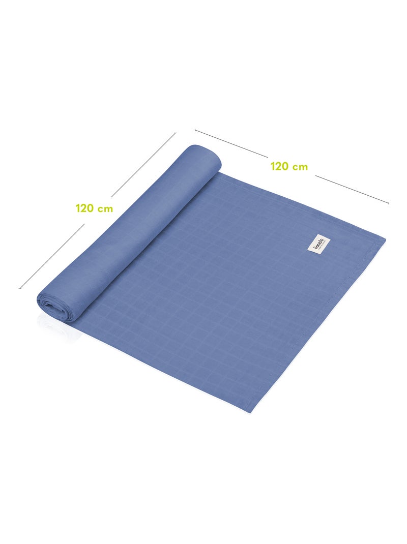 3 mantas para bebé de algodón y bambú natural LIONELO - 120 x 120 Azul - Kiabi