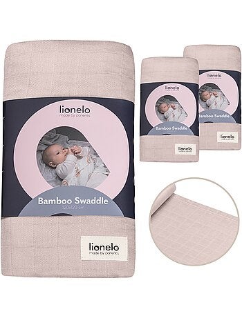 3 mantas para bebé de algodón y bambú natural LIONELO - 120 x 120