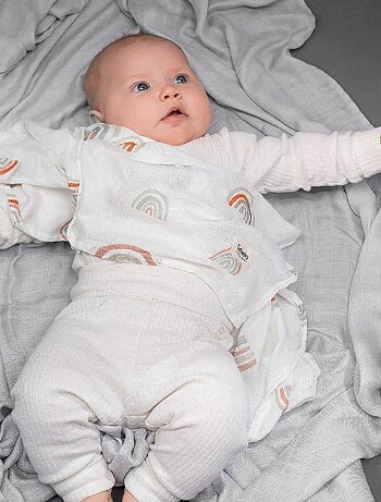 3 mantas para bebé de algodón y bambú natural LIONELO - 120 x 120