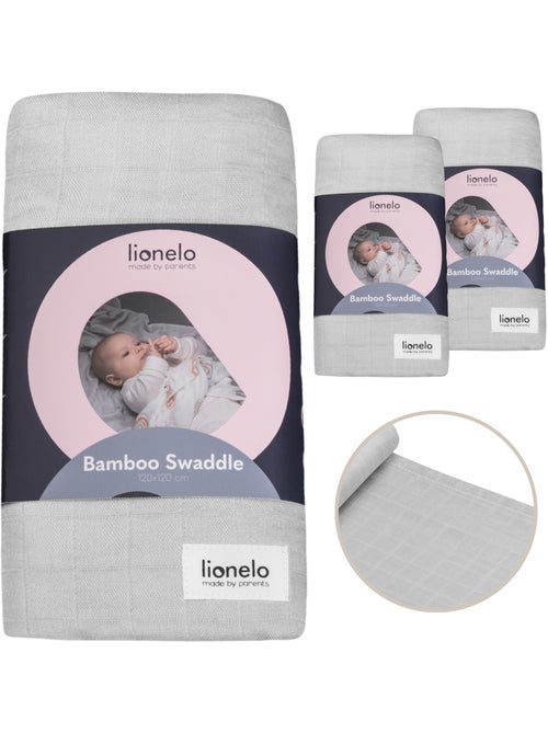3 mantas para bebé de algodón y bambú natural LIONELO - 120 x 120 - Kiabi