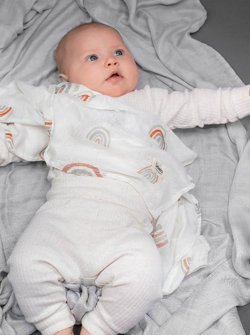 3 mantas para bebé de algodón y bambú natural LIONELO - 120 x 120 - Kiabi