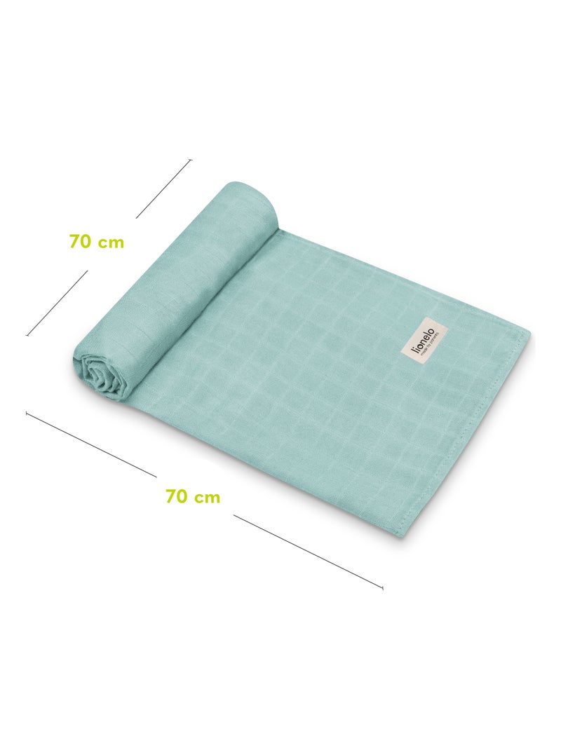 3 mantas para bebé LIONELO de algodón y bambú natural - 70 x 70 cm - Antibacterianas Blanco Azul Blanco - Kiabi