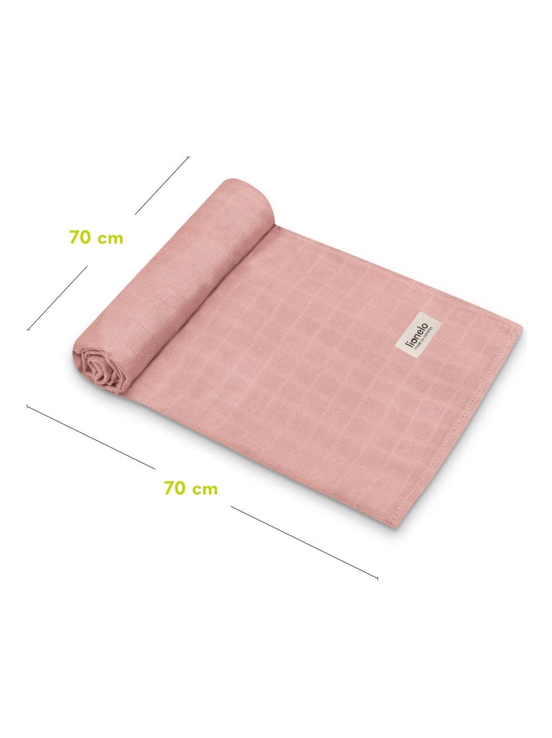 3 mantas para bebé LIONELO de algodón y bambú natural - 70 x 70 cm - Antibacterianas Blanco Rosa Gris - Kiabi