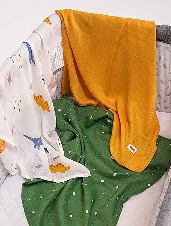 3 mantas para bebé LIONELO de algodón y bambú natural - 70 x 70 cm - Antibacterianas