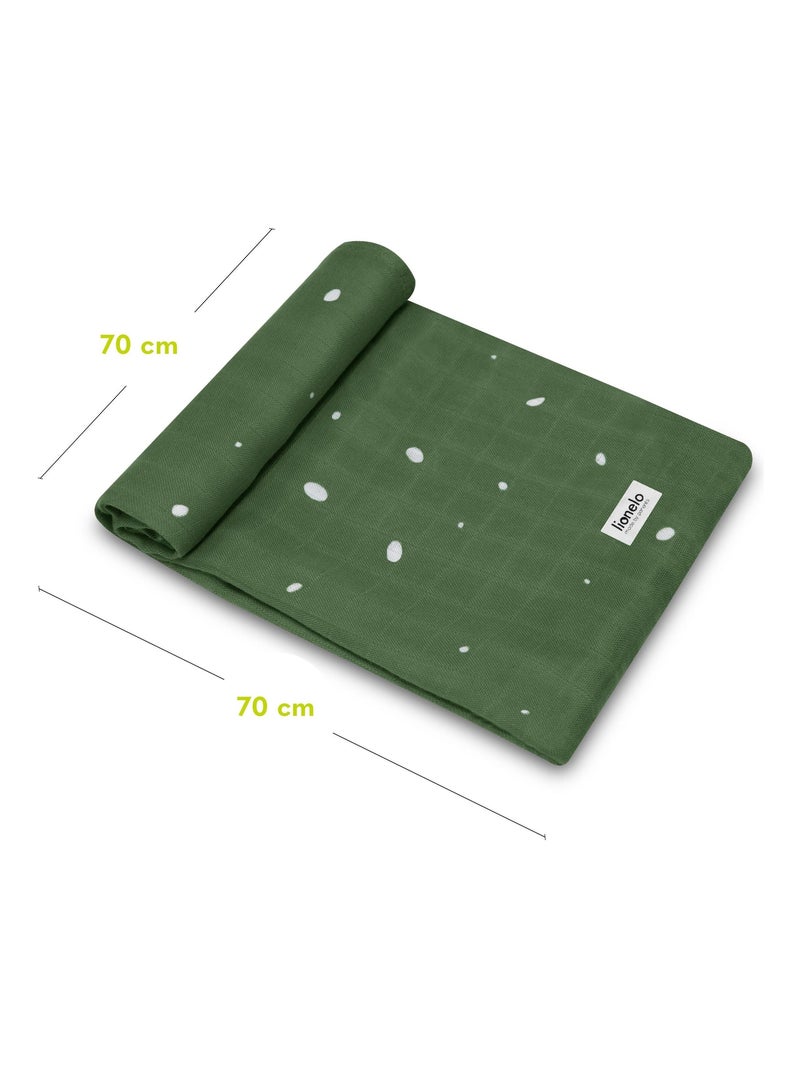 3 mantas para bebé LIONELO de algodón y bambú natural - 70 x 70 cm - Antibacterianas Blanco/Amarillo/Verde - Kiabi