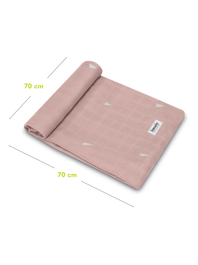 3 mantas para bebé LIONELO de algodón y bambú natural - 70 x 70 cm - Antibacterianas Gris rosa blanco - Kiabi