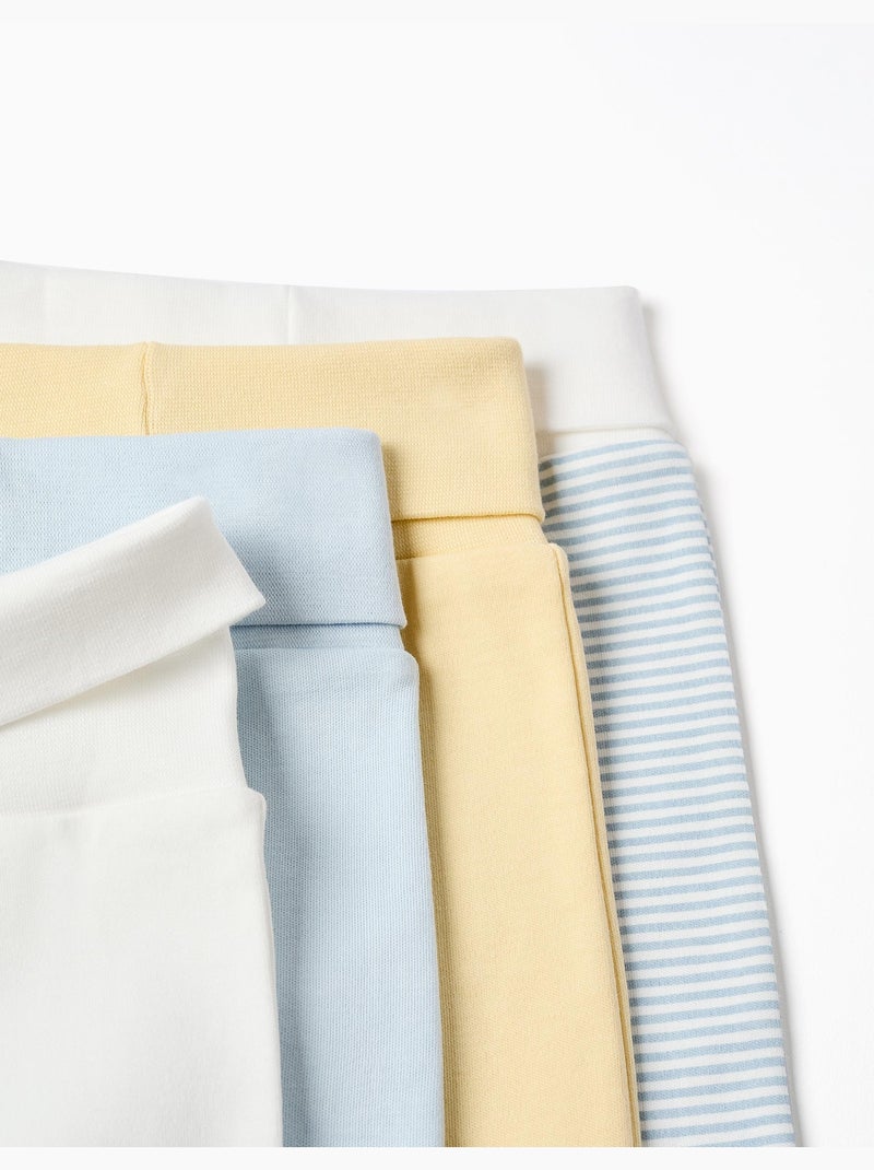 3 pantalones de algodón a rayas/estampados Blanco Amarillo Azul - Kiabi
