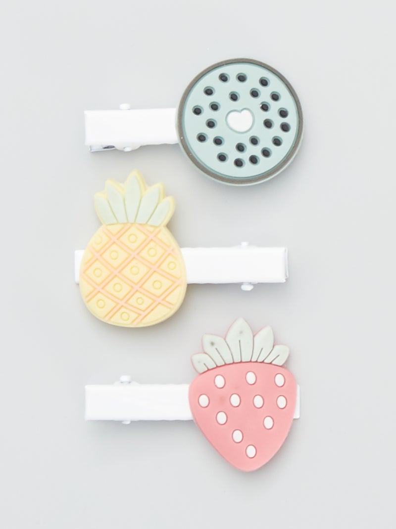 3 pinzas de púas 'fruta' multicolor - Kiabi