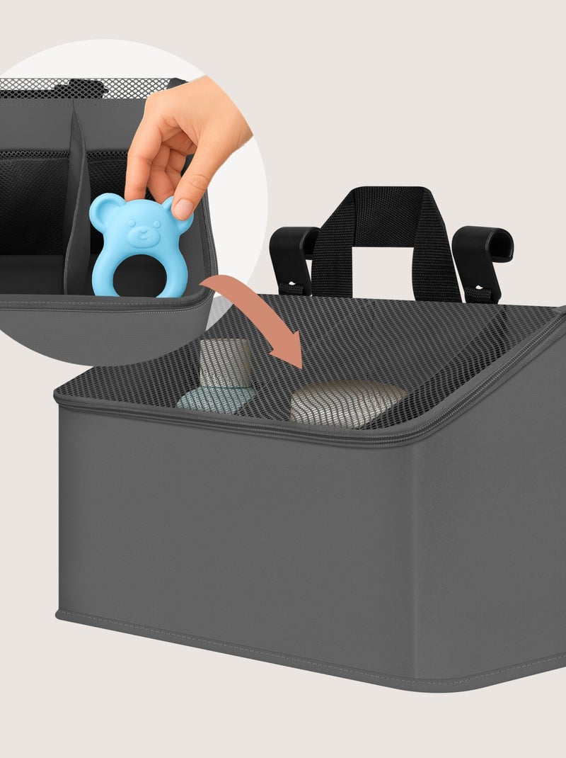 3 x Organizadores colgantes para cuna LIONELO - Almacenamiento de pañales - Cesta Gris - Kiabi