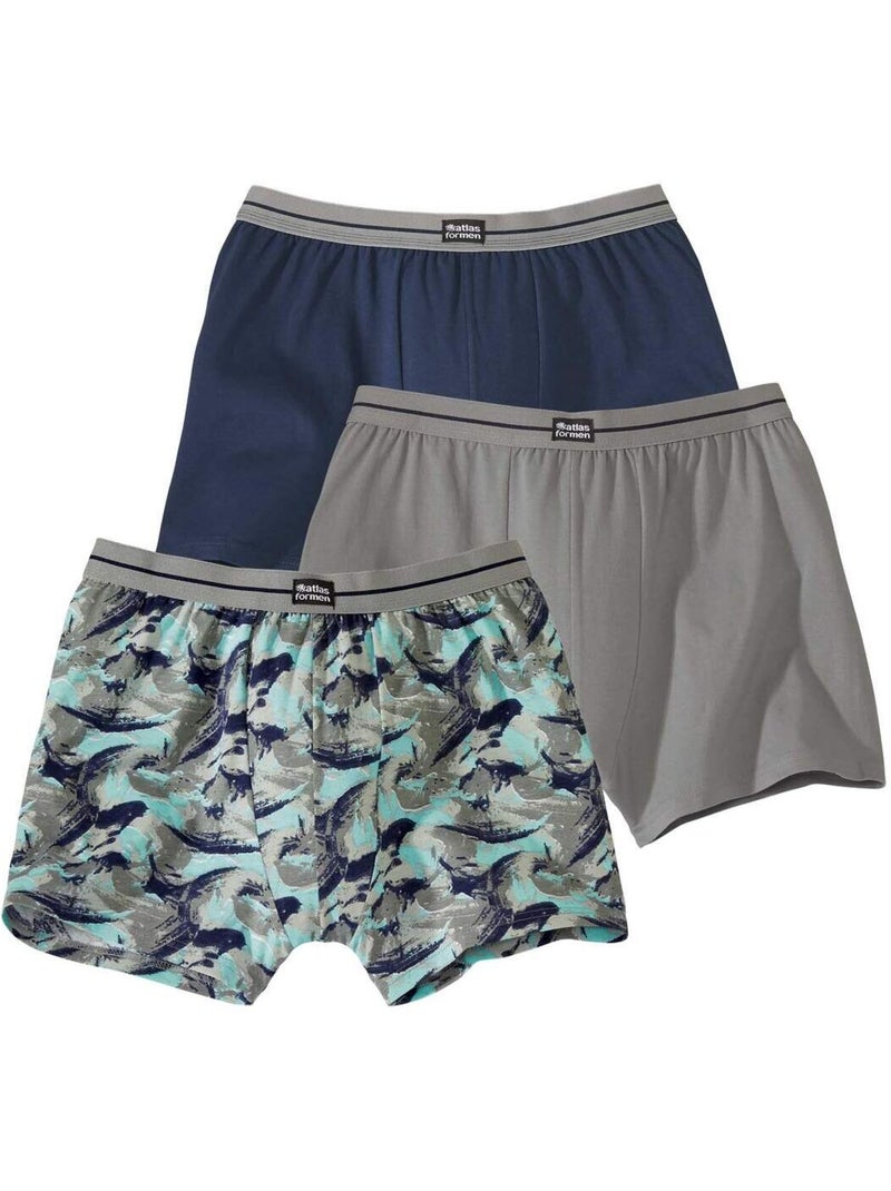 3x bóxers stretch de algodón Gris azul - Kiabi