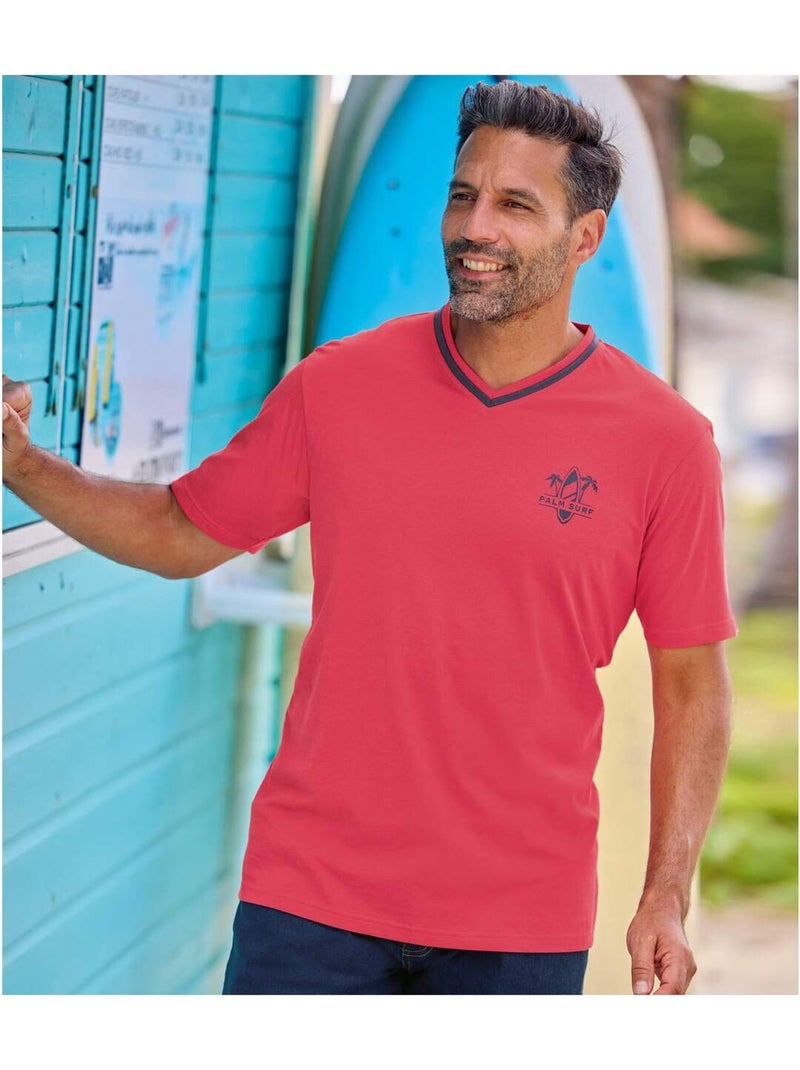3x camisetas de algodón con cuello de pico Blanco Azul - Kiabi