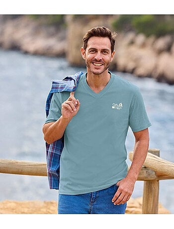 3x camisetas de algodón con cuello de pico travel