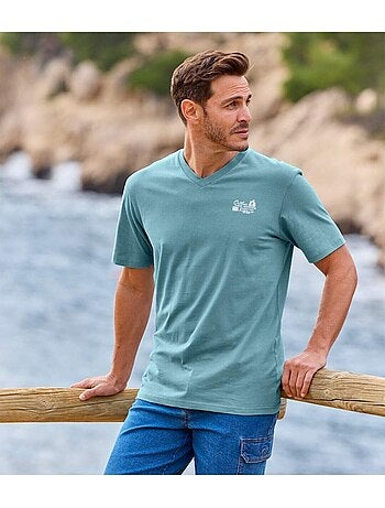 3x camisetas de algodón con cuello de pico travel