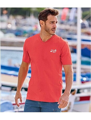 3x camisetas de algodón con cuello de pico travel