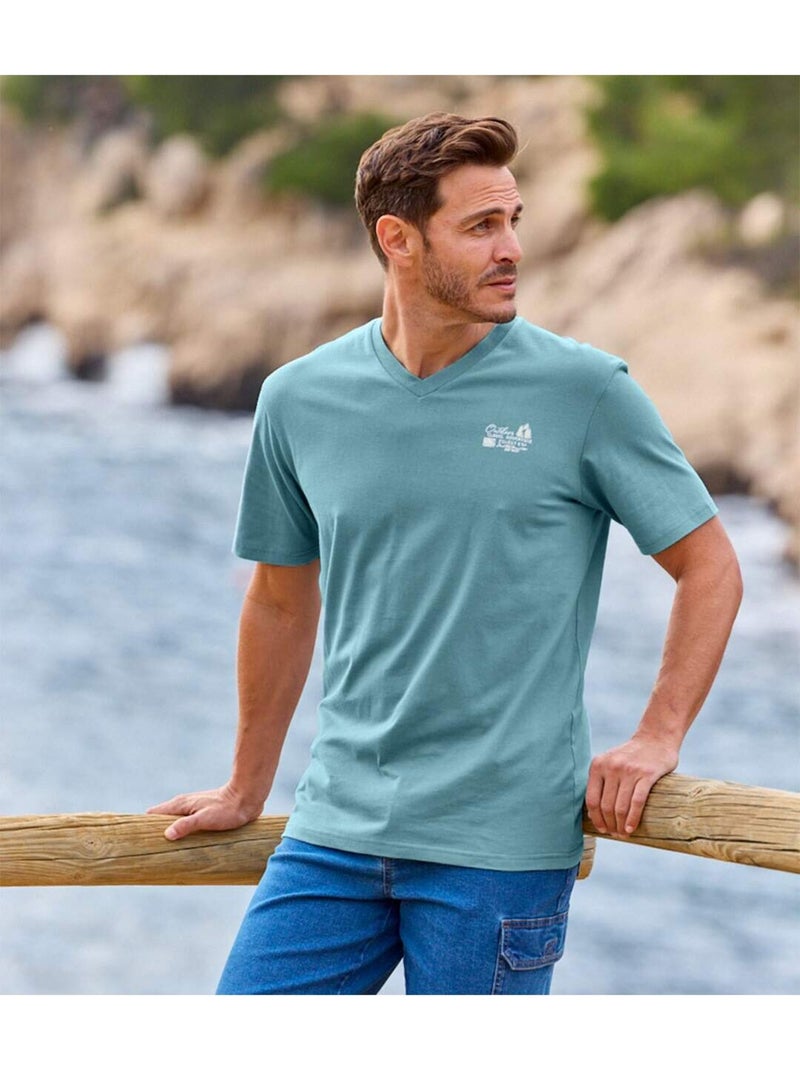 3x camisetas de algodón con cuello de pico travel Azul Rojo Azul - Kiabi