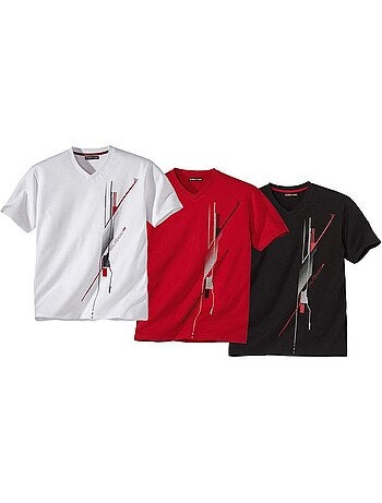 3x camisetas de algodón con cuello de pico y estampado graphic