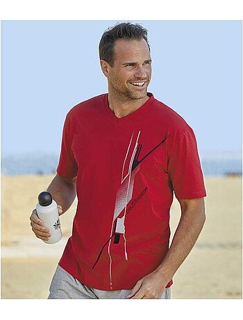 3x camisetas de algodón con cuello de pico y estampado graphic