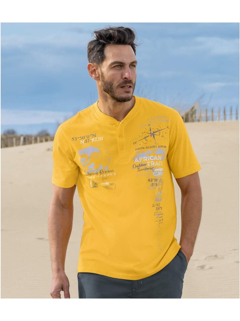 3x camisetas de algodón con cuello tunecino african track Blanco Amarillo Blanco - Kiabi