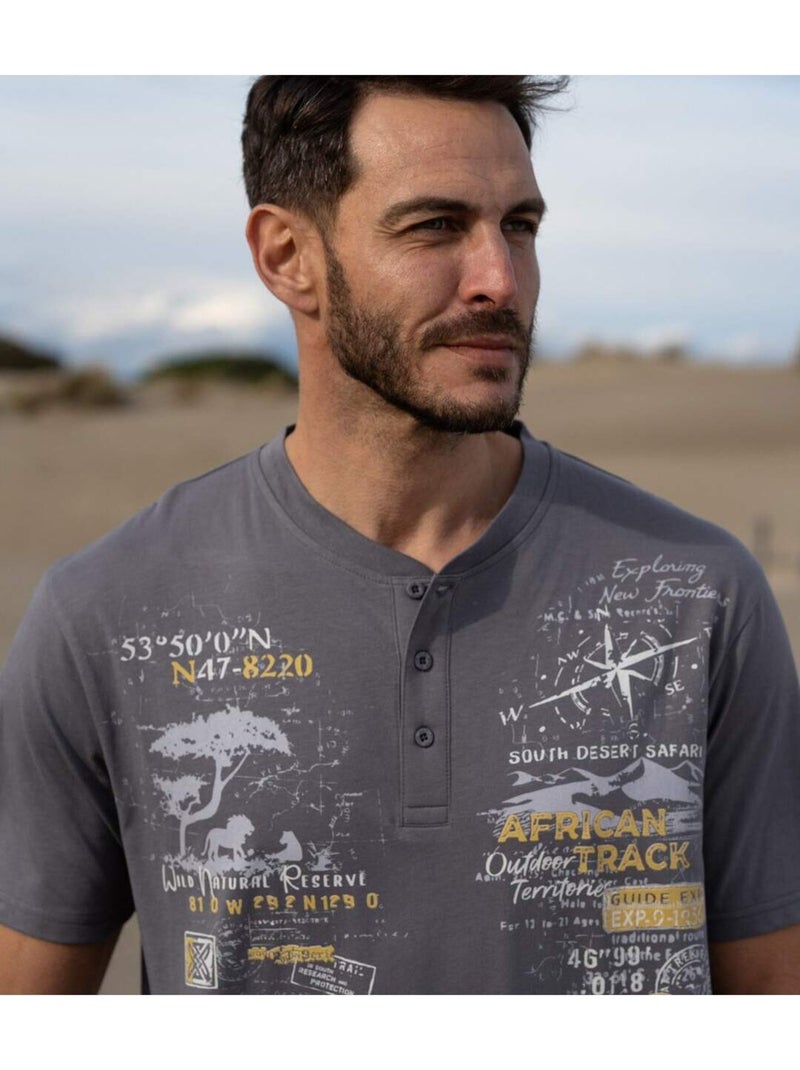 3x camisetas de algodón con cuello tunecino african track Blanco Amarillo Blanco - Kiabi