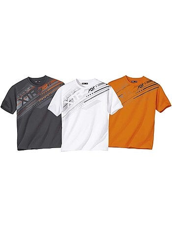 3x camisetas gráficas sport de algodón con cuello redondo y manga corta