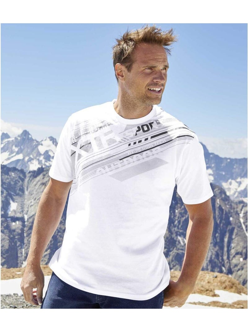 3x camisetas de algodón de manga corta y cuello redondo graphic sport Blanco Gris - Kiabi