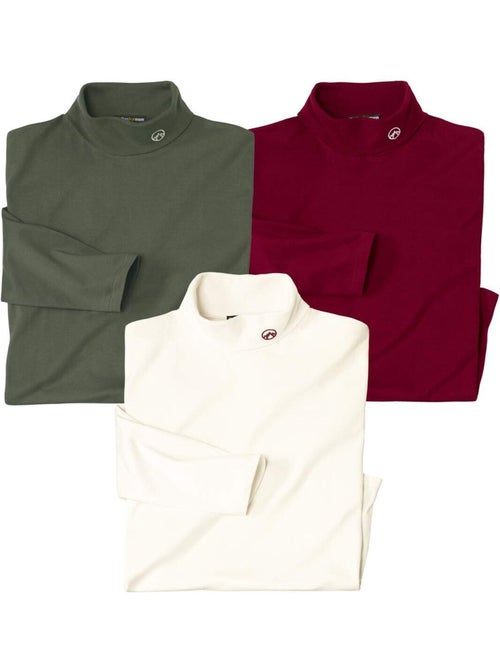 3x camisetas de cuello alto de algodón - Kiabi