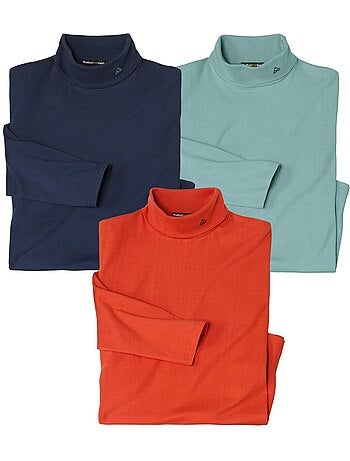 3x camisetas de cuello alto de algodón, máximo confort