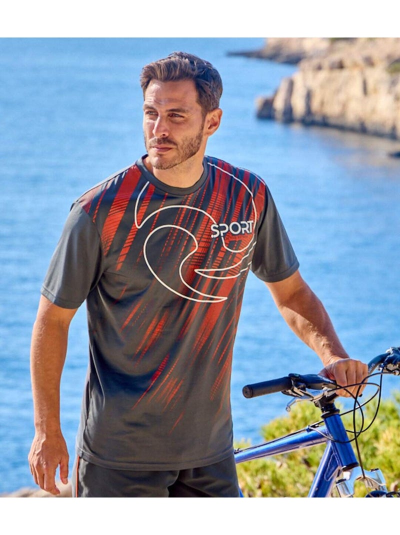 3x camisetas de manga corta de poliéster con cuello redondo active sport Blanco Naranja Gris - Kiabi