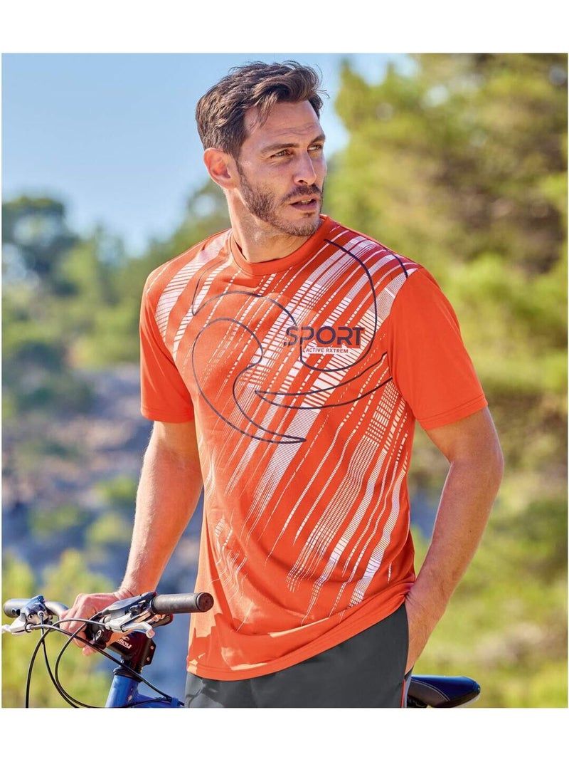 3x camisetas de manga corta de poliéster con cuello redondo active sport Blanco Naranja Gris - Kiabi
