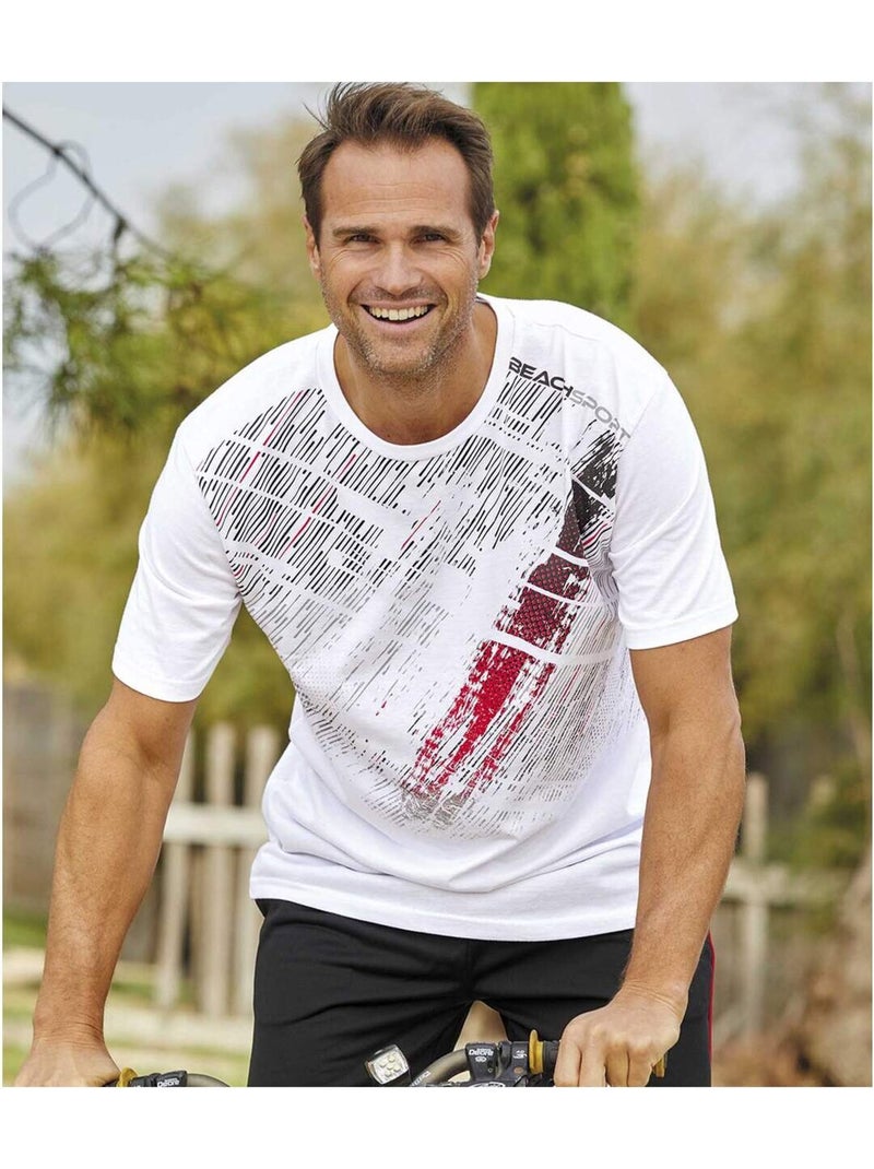 3x camisetas de poliéster con cuello redondo beach sport Blanco Rojo Negro - Kiabi