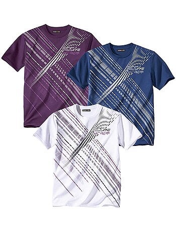3x camisetas de poliéster con cuello redondo y manga corta sporting