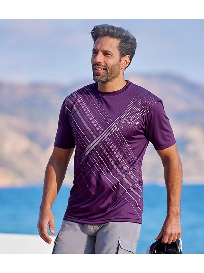 3x camisetas de poliéster con cuello redondo sportmen Blanco Violeta Azul - Kiabi