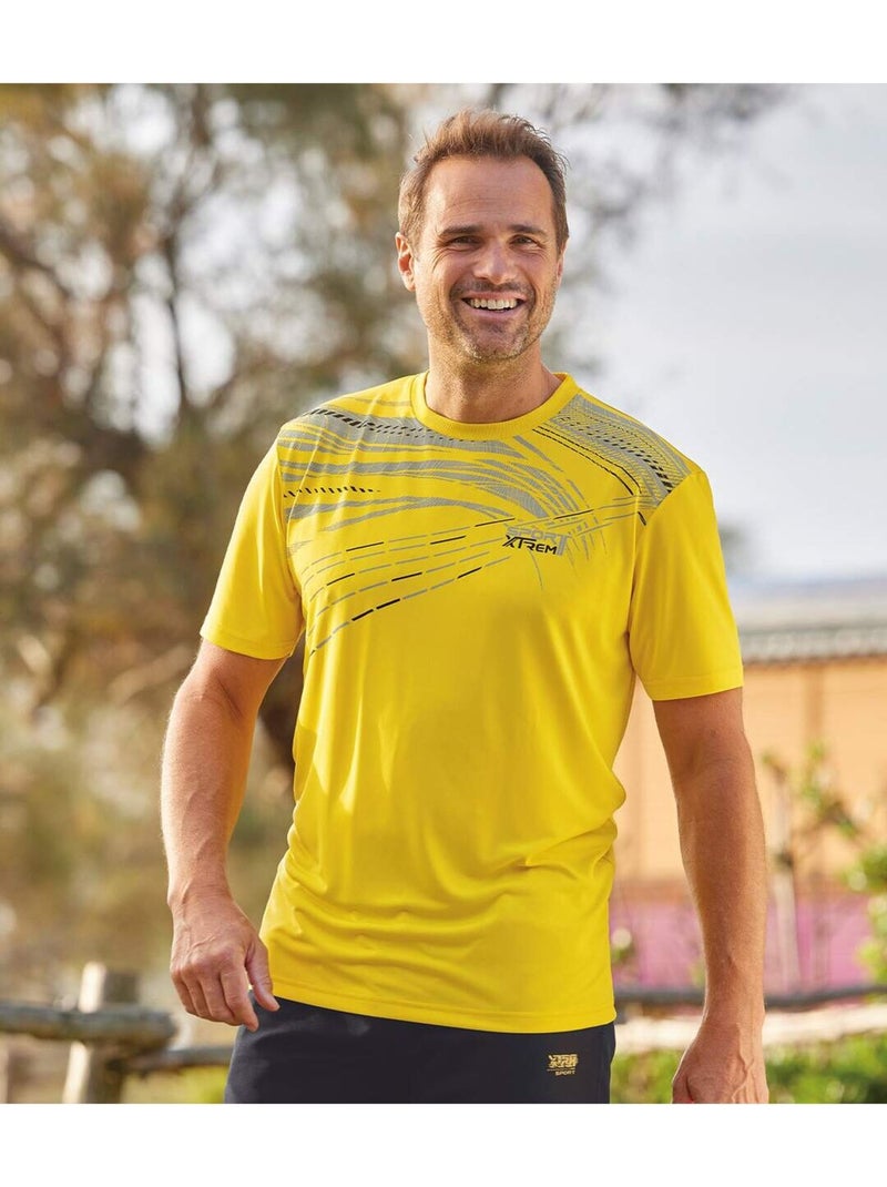 3x camisetas de poliéster con cuello redondo xtrem sport Blanco Amarillo Negro - Kiabi