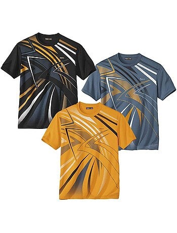 3x camisetas de poliéster con cuello redondo y manga corta sporting
