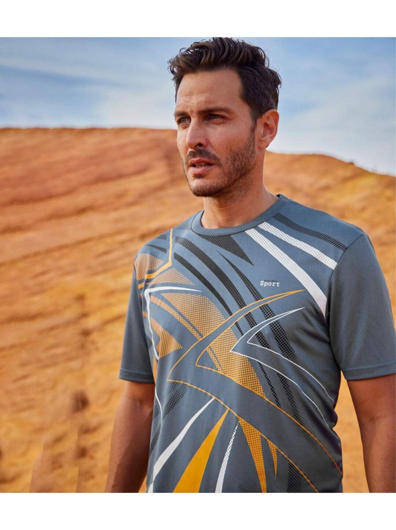 3x camisetas de poliéster con cuello redondo y manga corta sporting Azul Amarillo - Kiabi