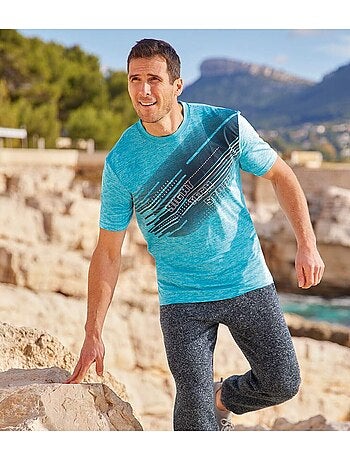 3x camisetas gráficas sport de algodón con cuello redondo y manga corta