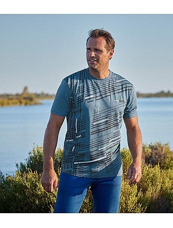 3x camisetas de punto fluido, cuello redondo y manga corta sport graphic
