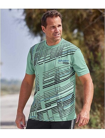 3x camisetas de punto fluido, cuello redondo y manga corta sport graphic