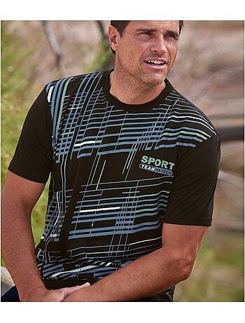 3x camisetas de punto fluido, cuello redondo y manga corta sport graphic